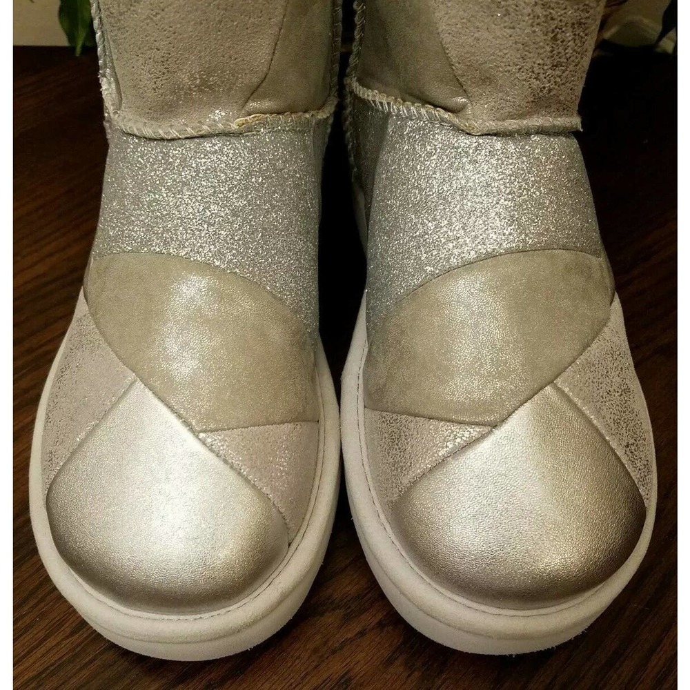 Ugg Womens Classic Patchwork Glitter Silver Spark… - image 7